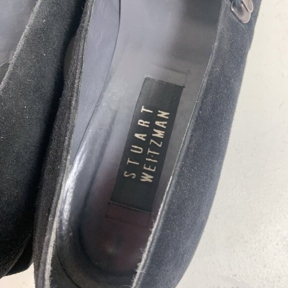Vintage Stuart Weitzman 10 AAA Shoes Black Square Toe Mary Janes Suede? NARROW - Picture 10 of 10